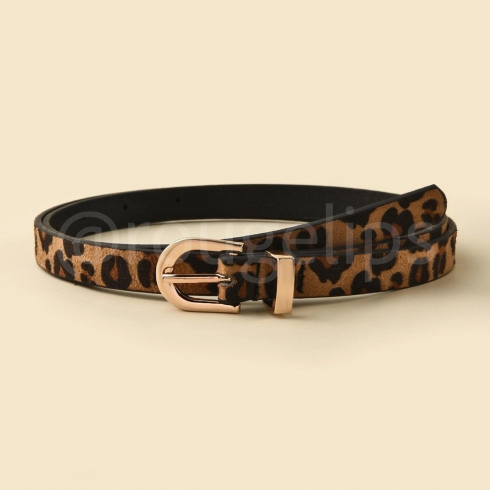 Animal Leopard Print Skinny Brown Belt